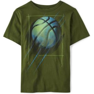 The Children’s Place Boys Dinos,Cars,Sports Short Sleeve Graphic T-Shirts(Basketball)