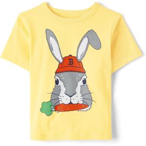 The Children’s Place Boys Dinos,Cars,Sports Short Sleeve Graphic T-Shirts(Bunny Carrot)