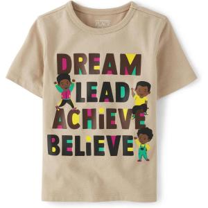 The Children’s Place Boys Dinos,Cars,Sports Short Sleeve Graphic T-Shirts(Dream Lead Achieve Believe)