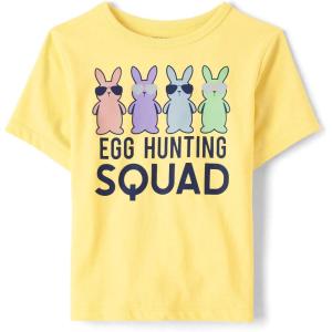 The Children’s Place Boys Dinos,Cars,Sports Short Sleeve Graphic T-Shirts(Egg Hunting Squad Yellow)