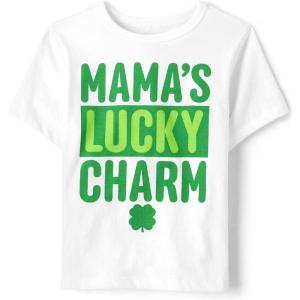 The Children’s Place Boys Dinos,Cars,Sports Short Sleeve Graphic T-Shirts(Mamas Lucky Charm)