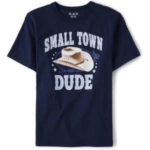 The Children’s Place Boys Dinos,Cars,Sports Short Sleeve Graphic T-Shirts(Small Town Dude Hat)