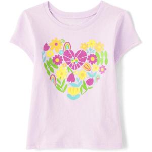 The Children’s Place Girls’ Basic Short Sleeve Layering Tee(Hawaiian Flowers)