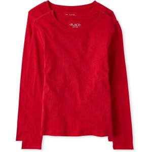 The Children’s Place Girls’ Basic Short Sleeve Layering Tee(Ruby 2-pack)