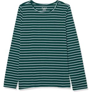 The Children’s Place Girls’ Basic Short Sleeve Layering Tee(Spruceshad Stripes)
