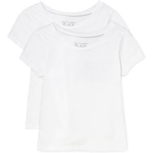 The Children’s Place Girls’ Basic Short Sleeve Layering Tee(White 2-pack)