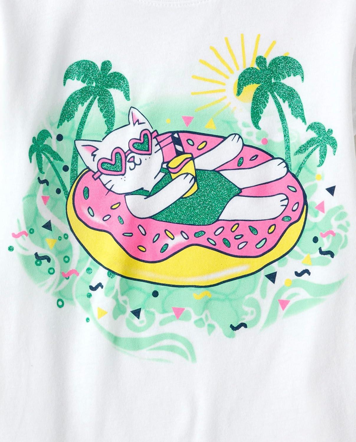 imageThe Childrens Place Girls SportsTrendsIcons Short Sleeve Graphic TShirts3 PackMermaidParadiseCat Float