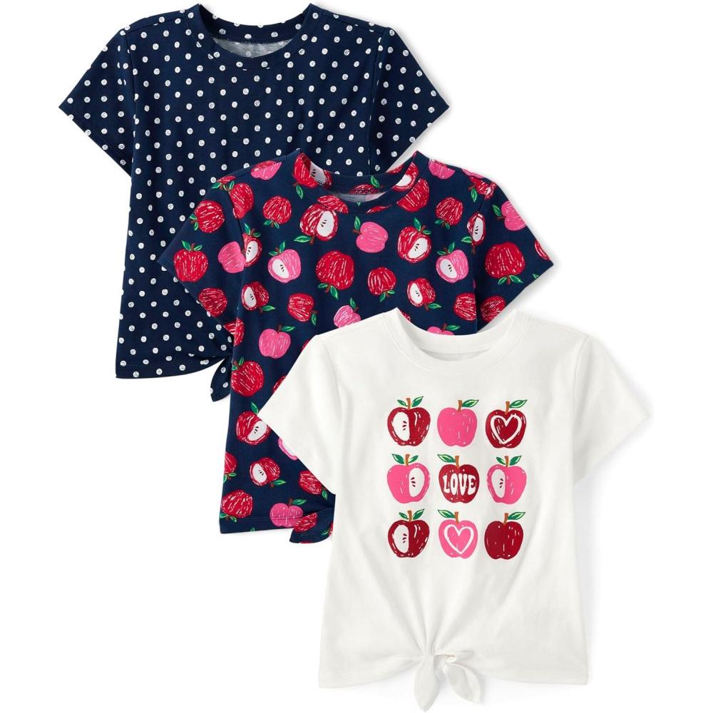 imageShort Sleeve Tie Front TopApple HeartsApplesTidal 3pack