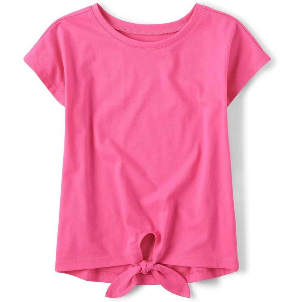 imageShort Sleeve Tie Front TopFrench Rose
