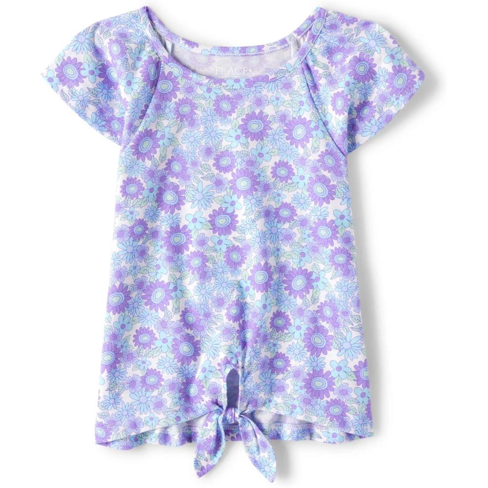 imageShort Sleeve Tie Front TopIris Pop