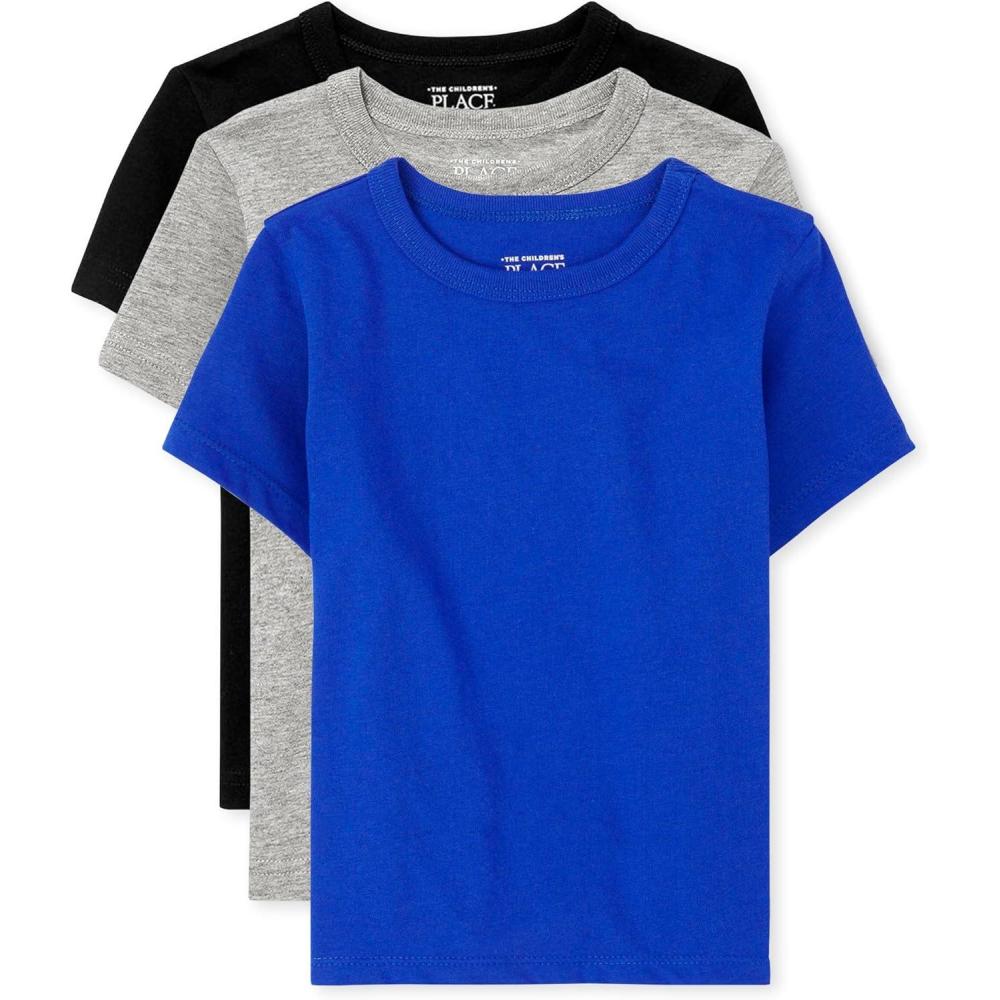 imageThe ChildrenS Place BabyBoys And Toddler Basic Short Sleeve TeeBlackGreyBlue 3pack