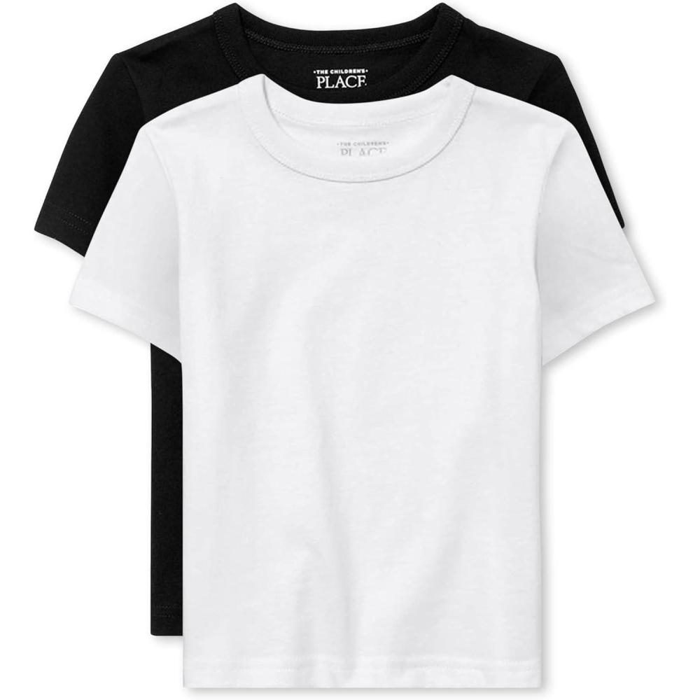 imageThe ChildrenS Place BabyBoys And Toddler Basic Short Sleeve TeeBlackWhite 2pack