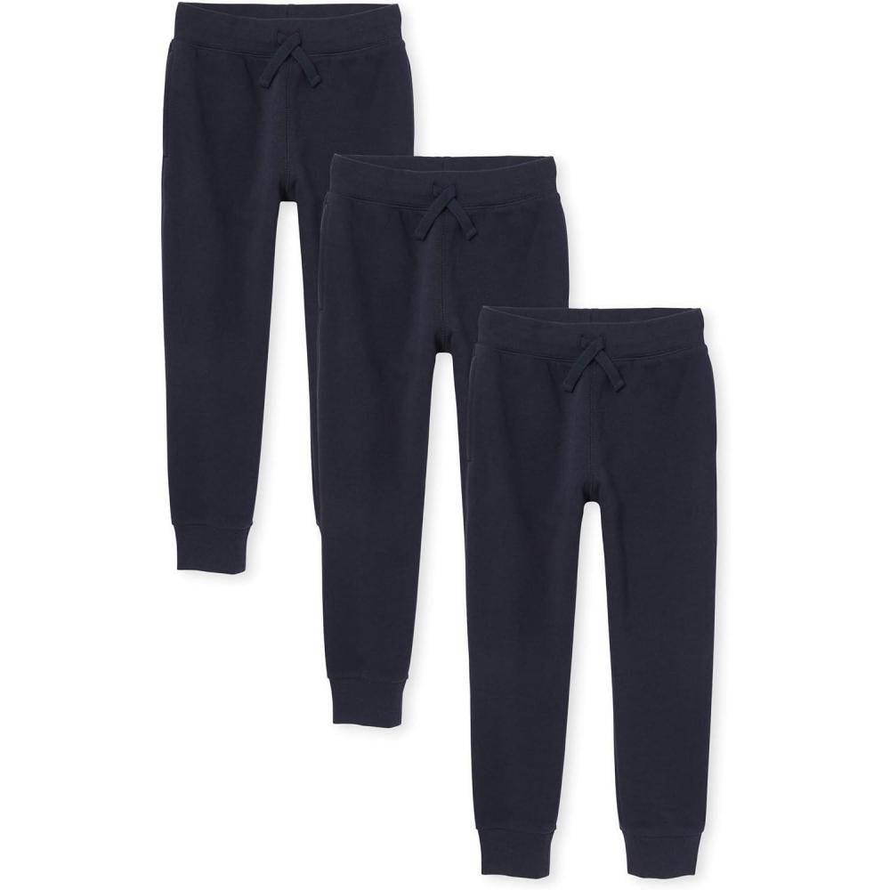 imageThe ChildrenS Place Boys Active Fleece Jogger SweatpantsNew Navy 3 Pack