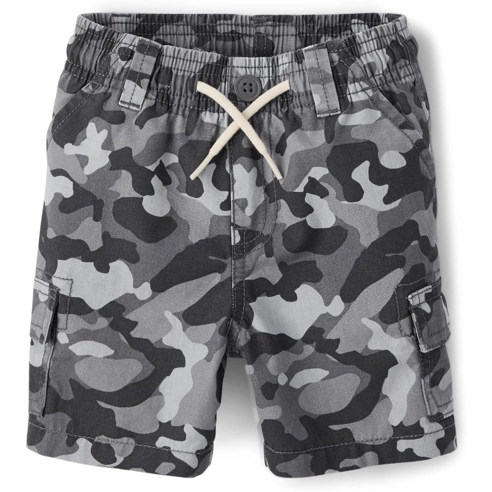 imageThe Childrens Place Baby Boys Pull On Cargo ShortsGrey Camo