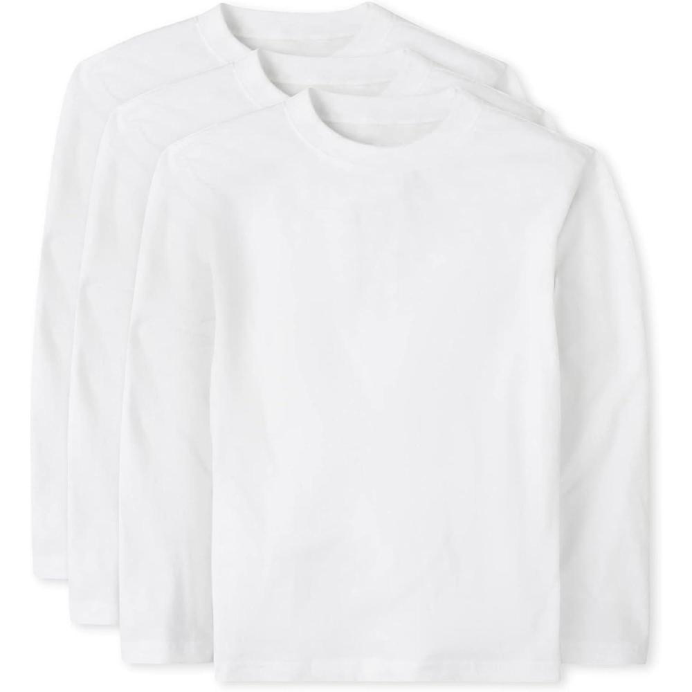 imageThe Childrens Place BabyBoys and Toddler Basic Long Sleeve TeesWhite 3pack