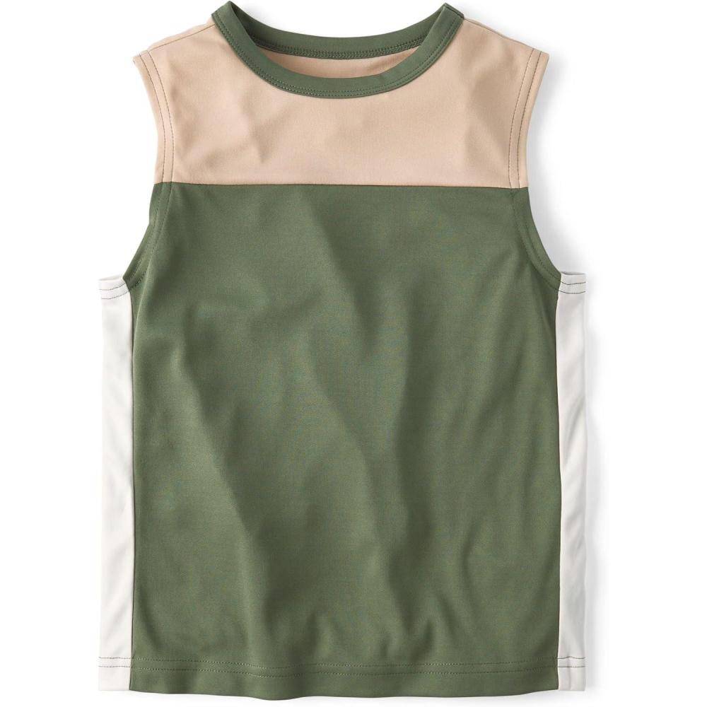 imageThe Childrens Place Boys Athletic Tank Top Quick DryGreenwhich Muscle