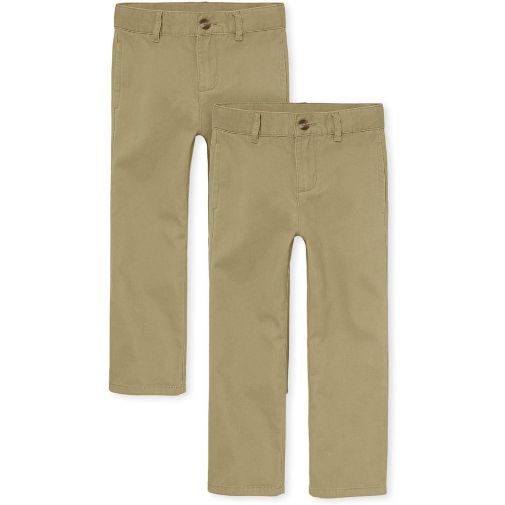 imageThe Childrens Place Boys Stretch Relaxed Straight Chino Pants MultipacksTan 2pack