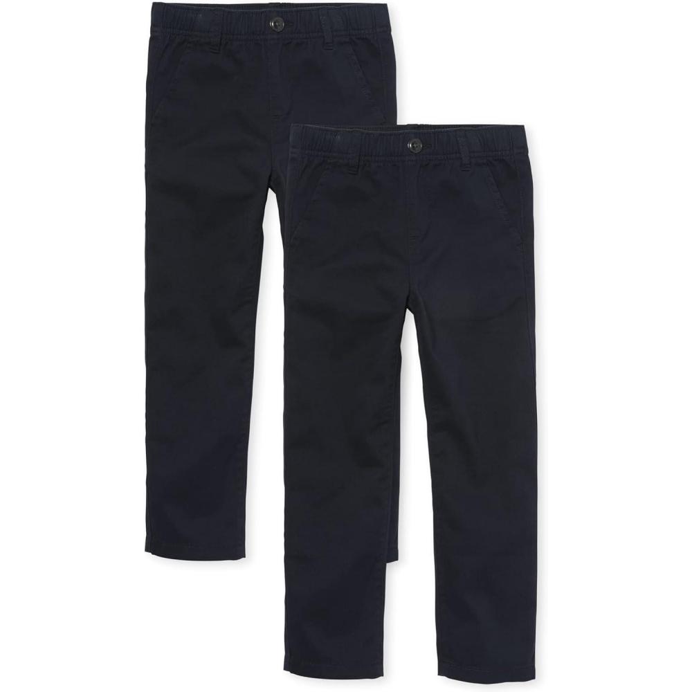 imageThe Childrens Place Boys Stretch Relaxed Straight Chino Pants MultipacksTidal 2pack