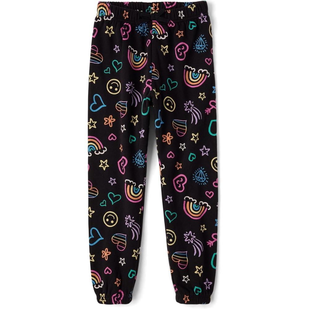 imageThe Childrens Place Girls Active Fleece Jogger PantsBlack Doodle Icons