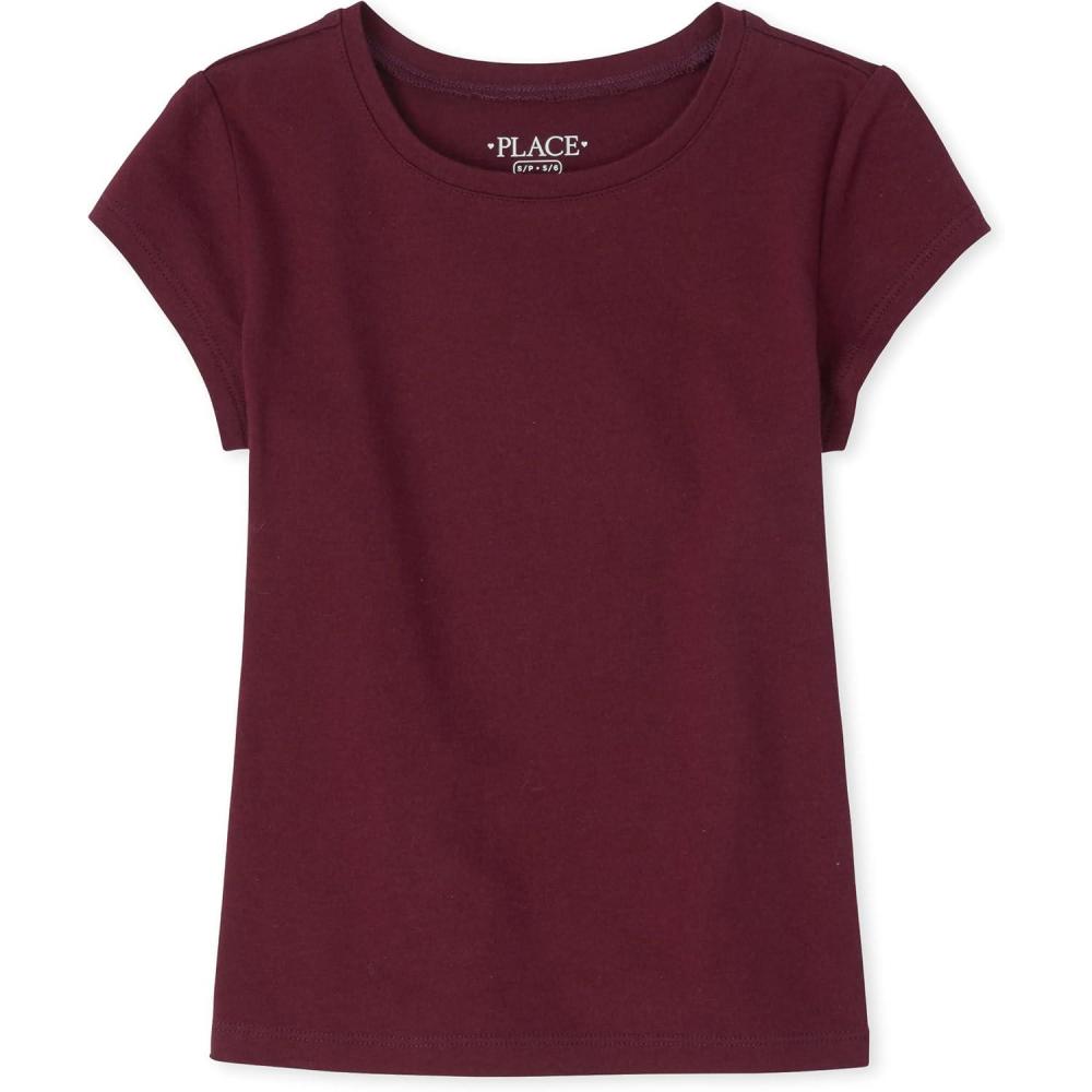 imageThe Childrens Place Girls Basic Short Sleeve Layering TeeRubine