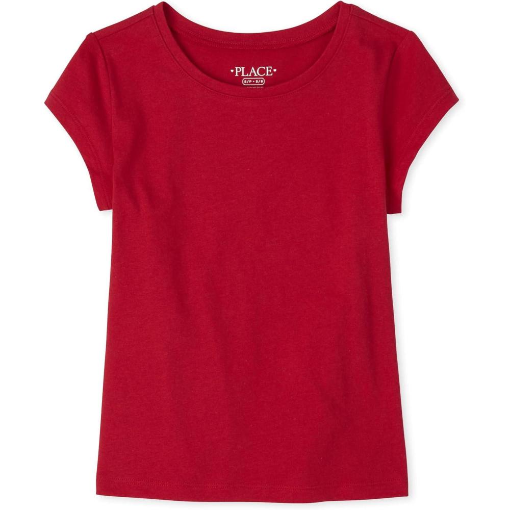 imageThe Childrens Place Girls Basic Short Sleeve Layering TeeRuby