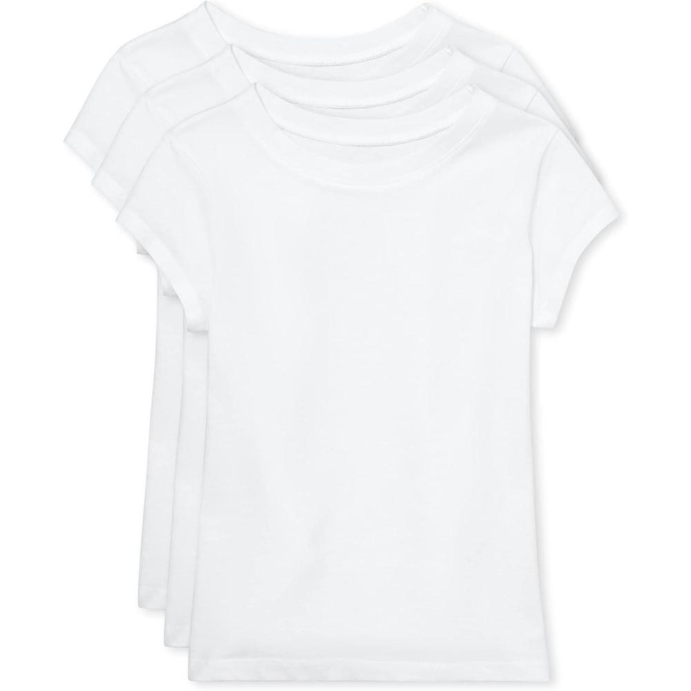 imageThe Childrens Place Girls Basic Short Sleeve Layering TeeWhite 3pack
