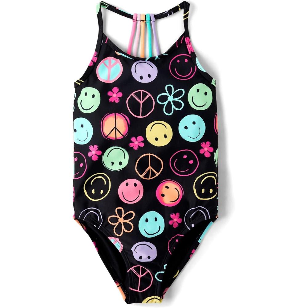 imageThe Childrens Place Girls One Piece SwimsuitBlack Doodle Icons