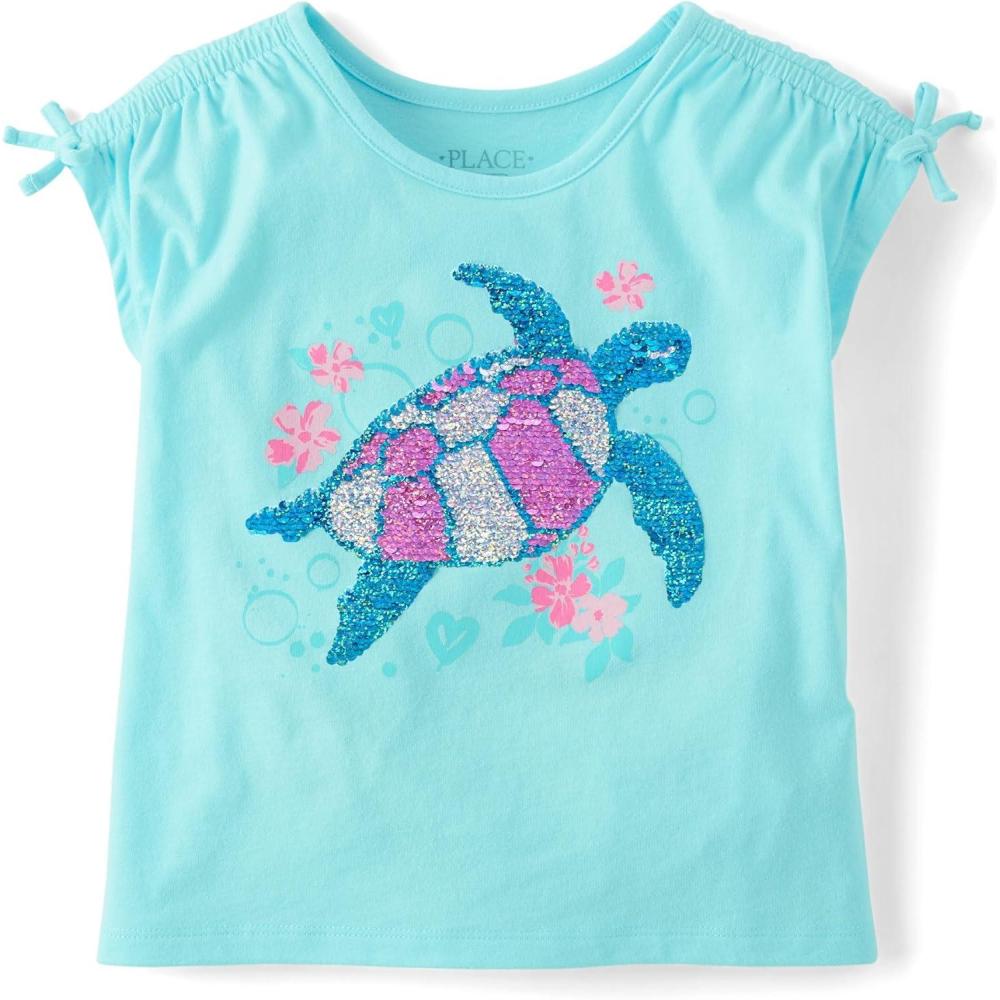 imageThe Childrens Place Girls Short Sleeve Flip Sequin TopsTurtle