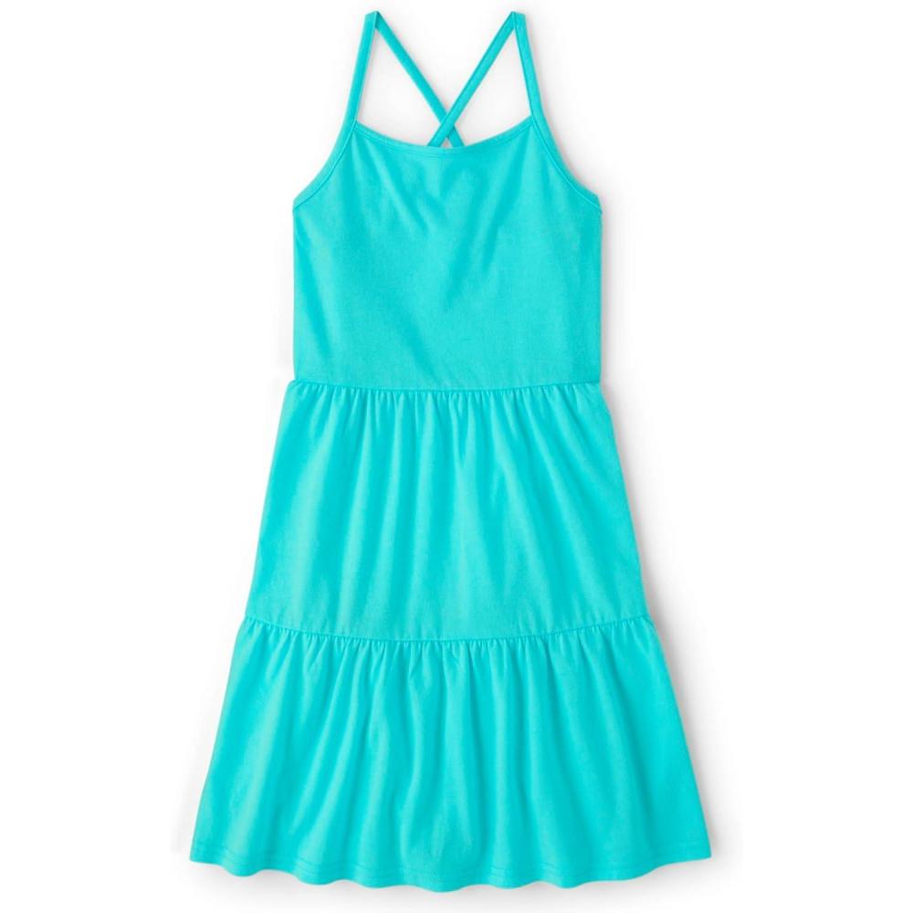 imageThe Childrens Place Girls Sleeveless Strappy Back Summer DressesCasual DressBlue Radiance