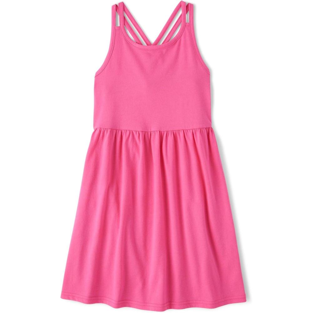imageThe Childrens Place Girls Sleeveless Strappy Back Summer DressesCasual DressFrench Rose