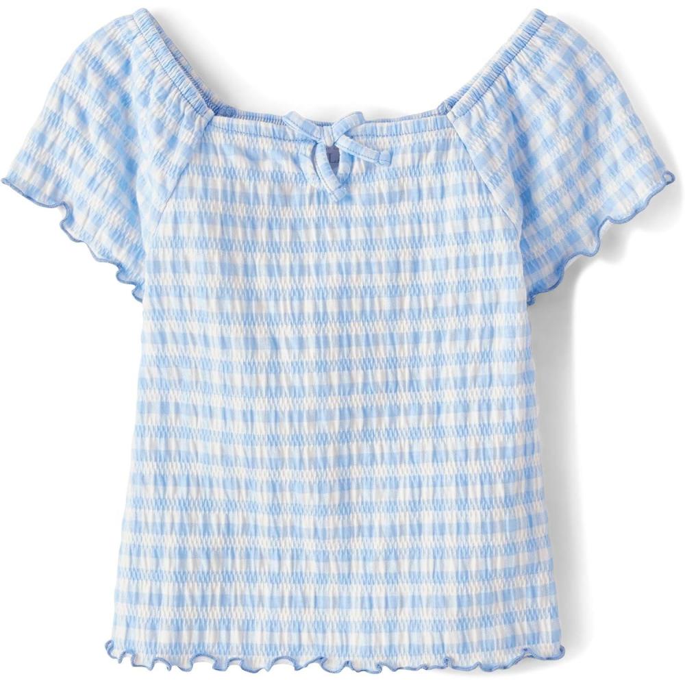 imageThe Childrens Place Girls Smocked Short Sleeve TopsBreeze Keyhole