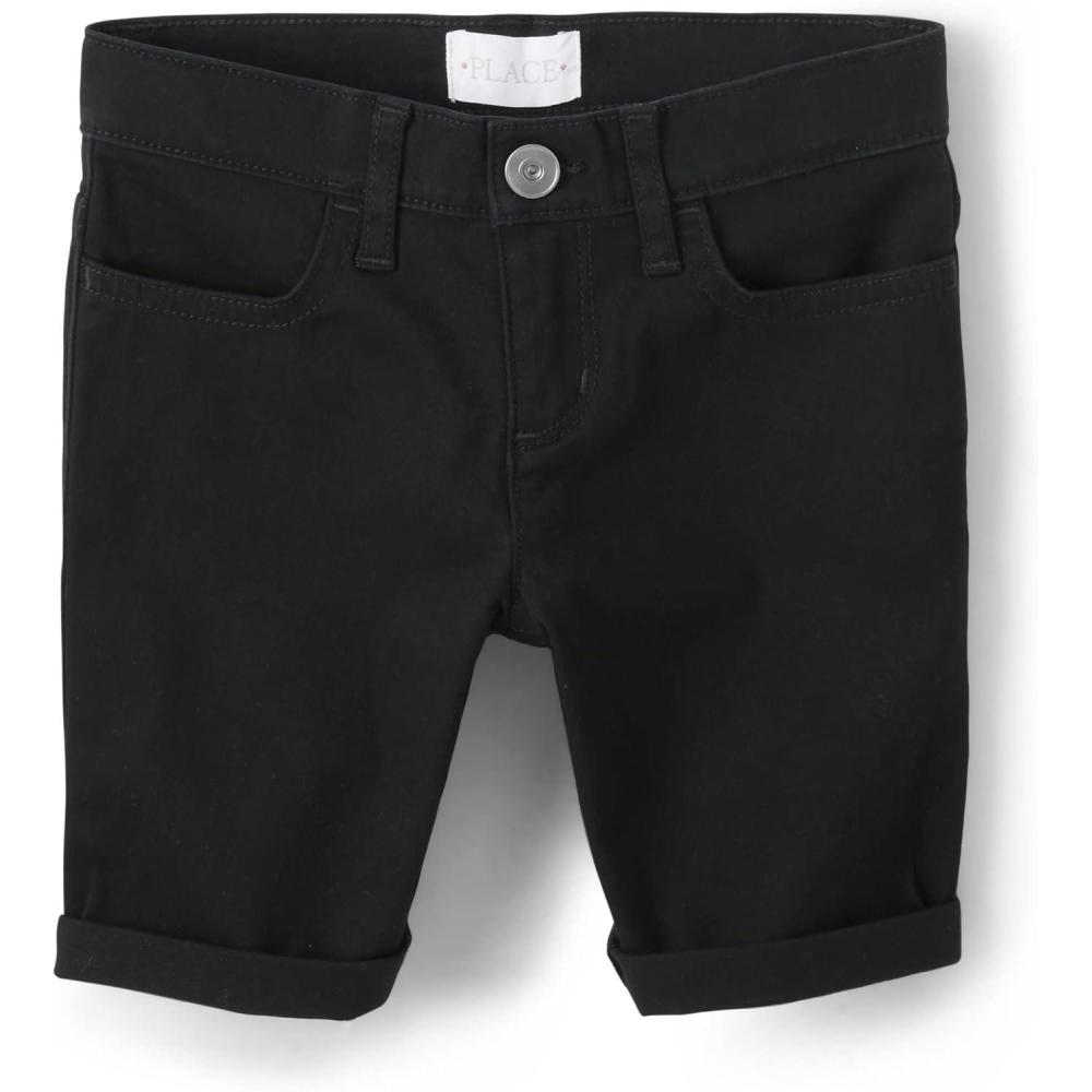 imageThe Childrens Place Girls Solid Skimmer ShortsBlack