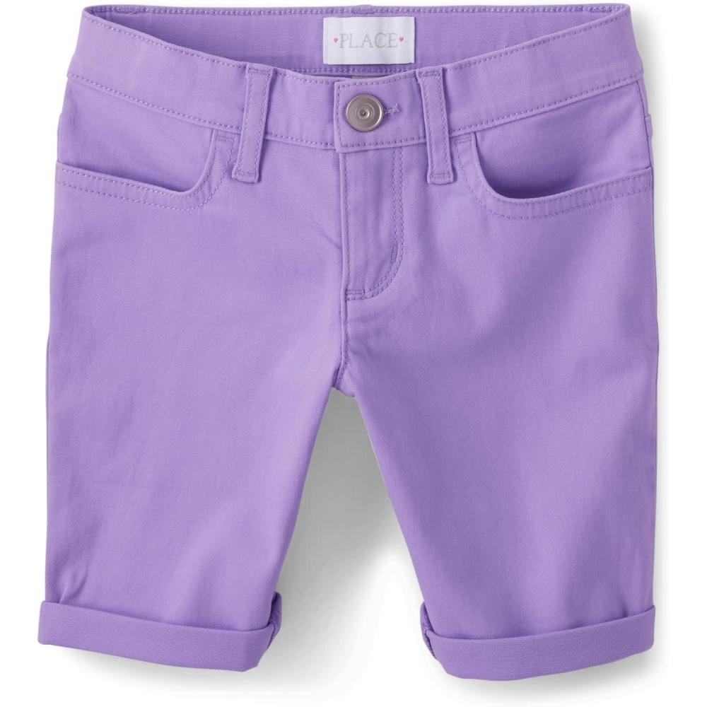 imageThe Childrens Place Girls Solid Skimmer ShortsIris Pop Purple
