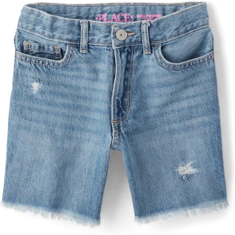 imageThe Childrens Place Girls Twill Skimmer ShortsLea Distressed