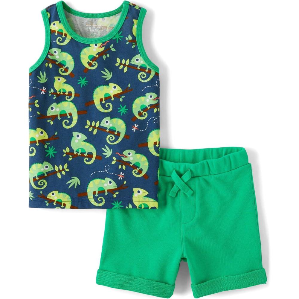 imageThe Childrens Place babyboys And Toddler Tank Top and Shorts 2 Piece OutfitVernon Navy