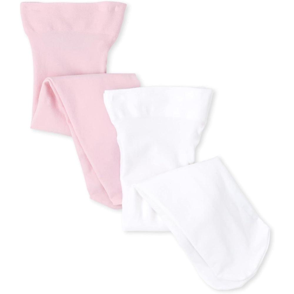 imageThe Childrens Place babygirls Tights 2packShellWhite 2 Pack
