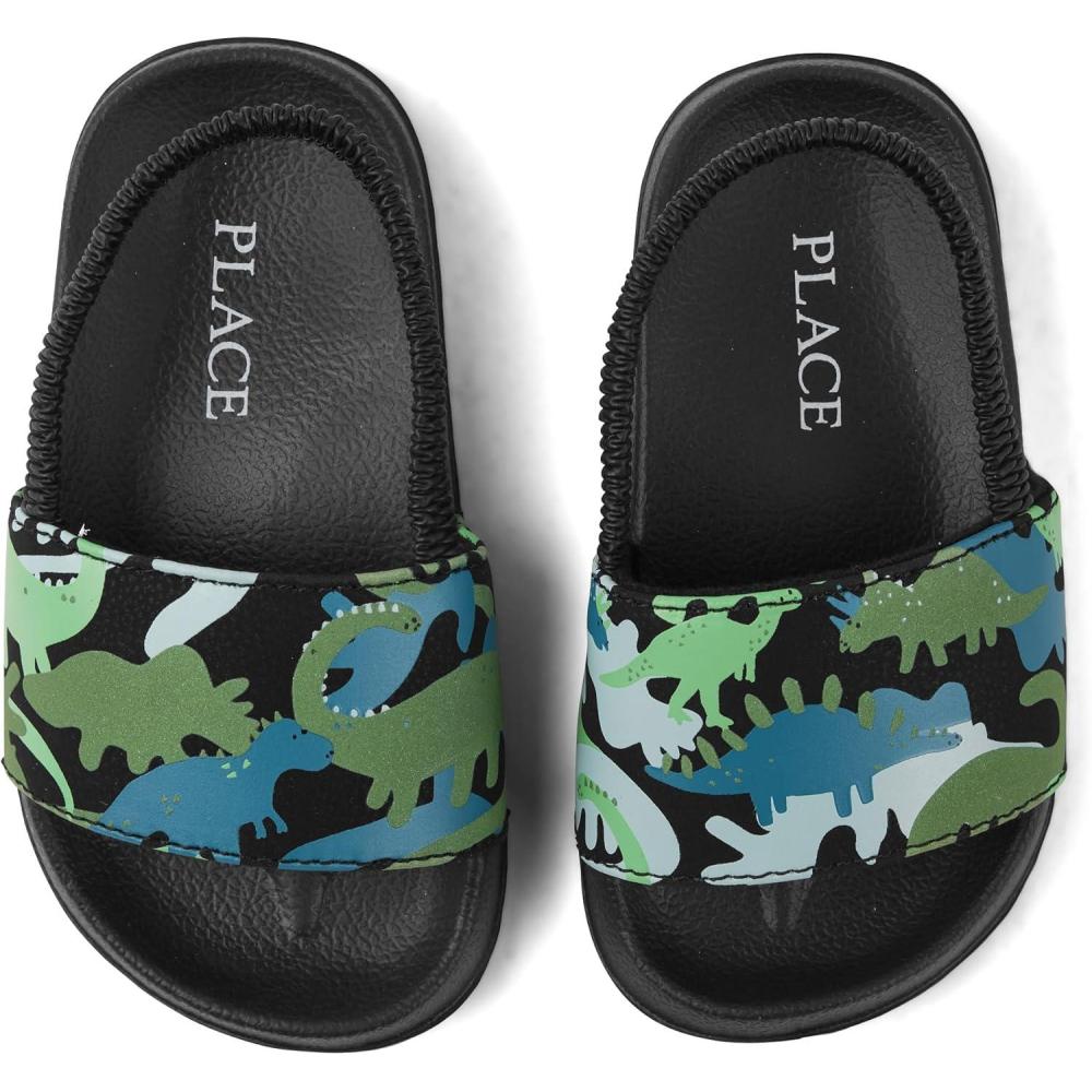 imageThe Childrens Place boys Baby Boys and Toddler Everyday Slide Sandals With BackstrapDino Glow Camo