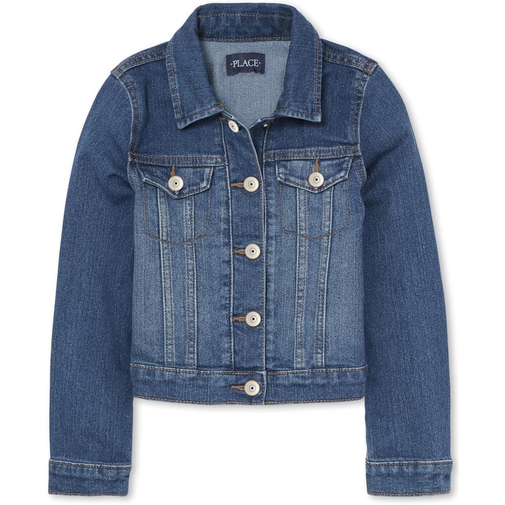 imageThe Childrens Place girls Basic Denim JacketAzure Wash