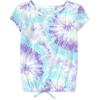 Short Sleeve Tie Front Top(Fiesta Dye)