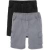 The Children’s Place Baby Boys’ Pull On Cargo Shorts(Black/Grey 2-pack)