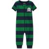 The Children’s Place Baby Short Sleeve Zip front One Piece Footless Pajama(Green Stripe)