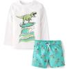 The Children’s Place Baby-Boys and Toddler Long Sleeve Rashguard and Swim Trunks, 2 Piece Set(Surfing Dino)