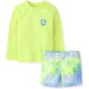 The Children’s Place Baby-Boys and Toddler Long Sleeve Rashguard and Swim Trunks, 2 Piece Set(Tie Dye Gecko)