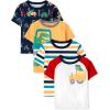 The Children’s Place Baby-Boys and Toddler Short Sleeve Crew Neck Tees(Dino Farmer 4-pack)