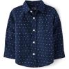The Children’s Place Big Boys’ Long Sleeve Poplin Button Down Shirt(Navy Geo)