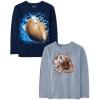 The Children’s Place Boys Gamer,Cars,Sports Long Sleeve Graphic T-Shirts,2 Pack(Football Helmet/Football)