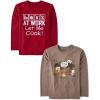 The Children’s Place Boys Gamer,Cars,Sports Long Sleeve Graphic T-Shirts,2 Pack(Let Me Cook/Smores Campfire)