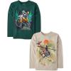 The Children’s Place Boys Gamer,Cars,Sports Long Sleeve Graphic T-Shirts,2 Pack(Motorbike/Helicopter)
