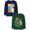 The Children’s Place Boys Gamer,Cars,Sports Long Sleeve Graphic T-Shirts,2 Pack(Shark/Dino 2-pack)