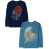 The Children’s Place Boys Gamer,Cars,Sports Long Sleeve Graphic T-Shirts,2 Pack(Soccer Player/Basketball)